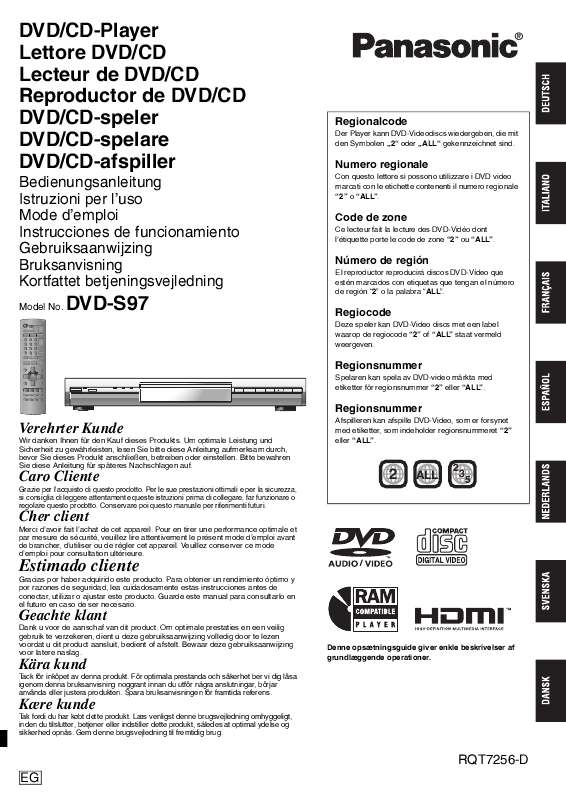 Guide utilisation PANASONIC DVD-S97EG  de la marque PANASONIC