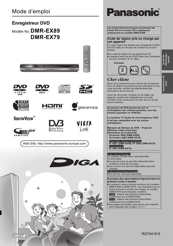 Guide utilisation PANASONIC DMR-EX79  de la marque PANASONIC