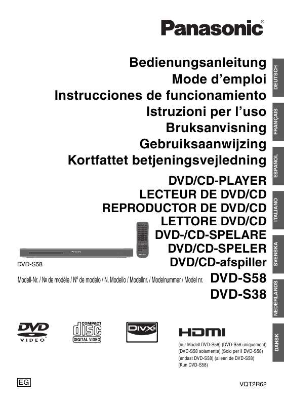 Guide utilisation PANASONIC DVD-S38  de la marque PANASONIC