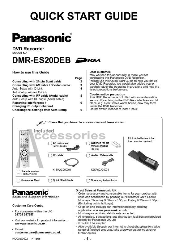 Guide utilisation PANASONIC DMRES20DEB  de la marque PANASONIC