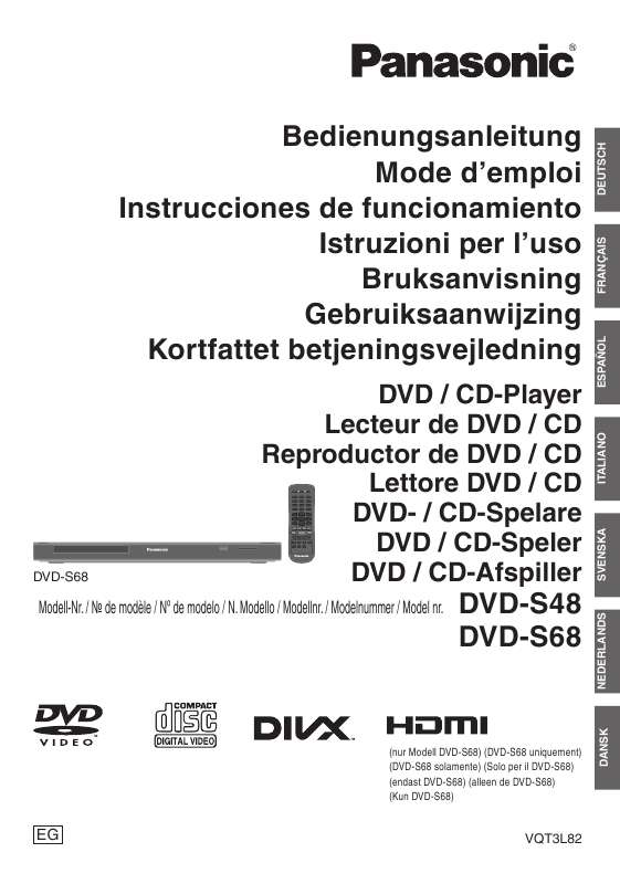 Guide utilisation PANASONIC DVD-S68EG  de la marque PANASONIC