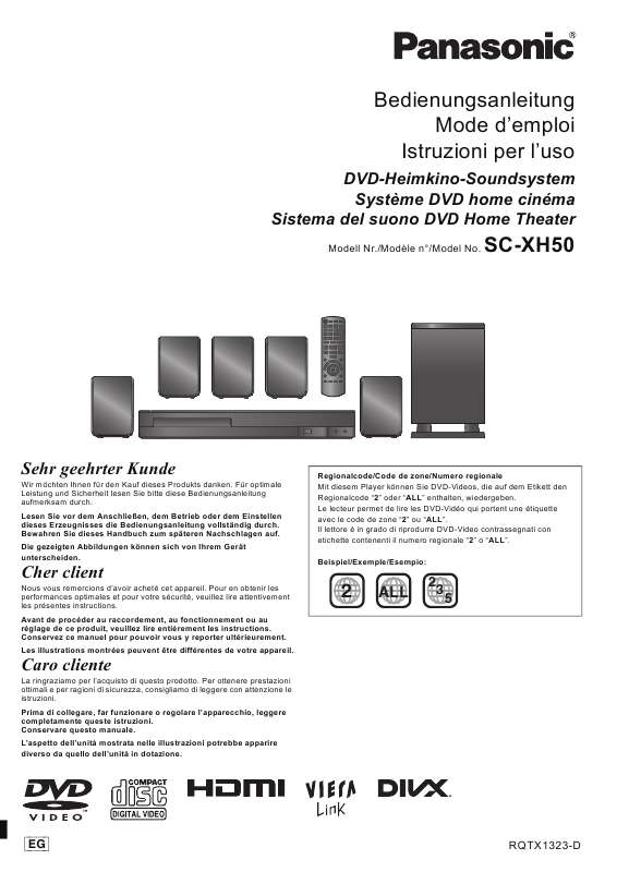 Guide utilisation PANASONIC SC-XH50EG  de la marque PANASONIC