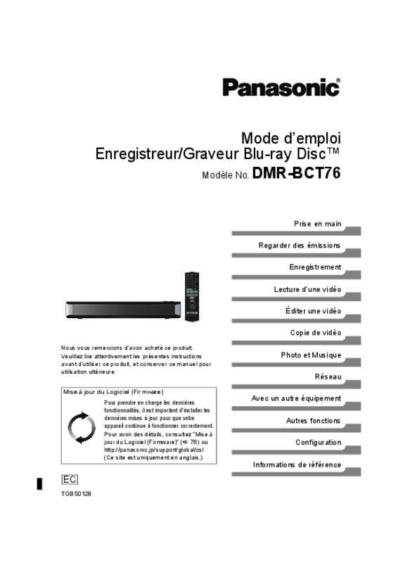 Guide utilisation PANASONIC DMRBCT76EC  de la marque PANASONIC