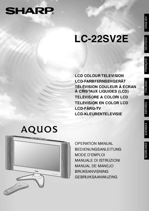 Guide utilisation SHARP LC-22SV2E  de la marque SHARP
