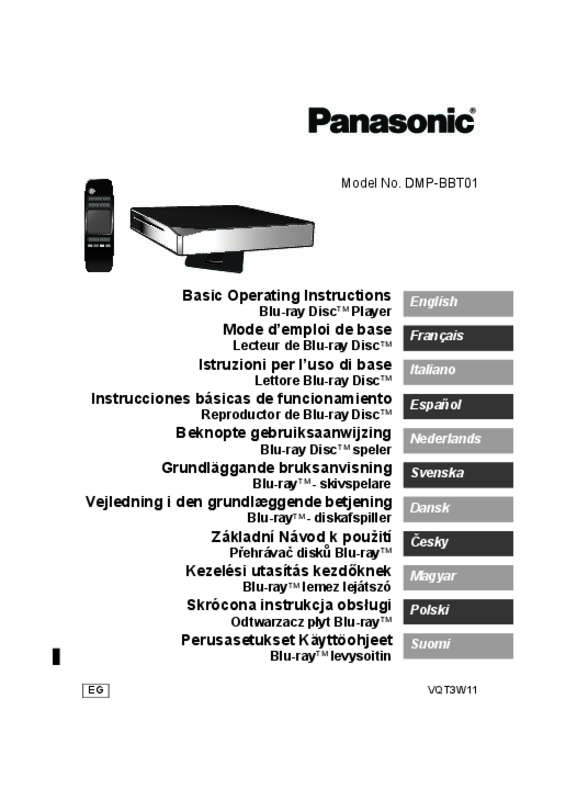 Guide utilisation PANASONIC DMP-BBT01 EG-K  de la marque PANASONIC