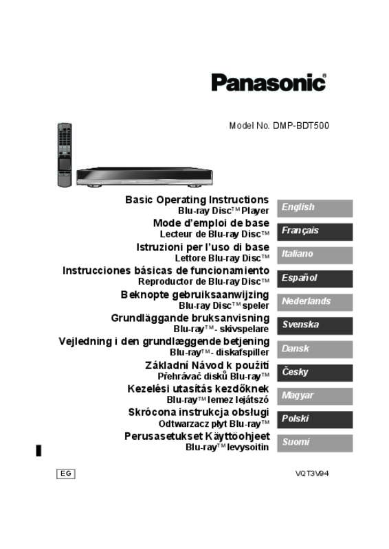 Guide utilisation PANASONIC DMP-BDT500EG  de la marque PANASONIC