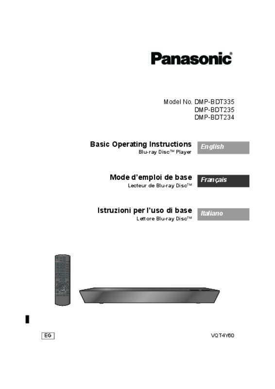 Guide utilisation PANASONIC DMPBDT234EG  de la marque PANASONIC