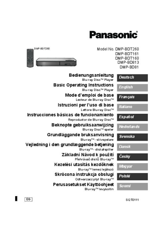 Guide utilisation PANASONIC DMP-BDT161  de la marque PANASONIC