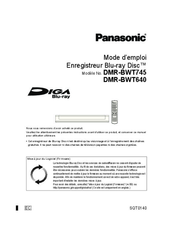 Guide utilisation PANASONIC DMR-BWT640EC  de la marque PANASONIC