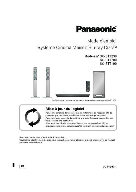 Guide utilisation PANASONIC SC-BTT100EF  de la marque PANASONIC