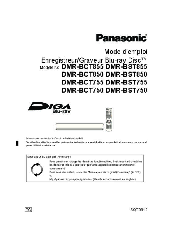 Guide utilisation PANASONIC DMR-BCT855EG  de la marque PANASONIC