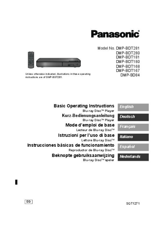 Guide utilisation PANASONIC DMP-BDT167EG  de la marque PANASONIC