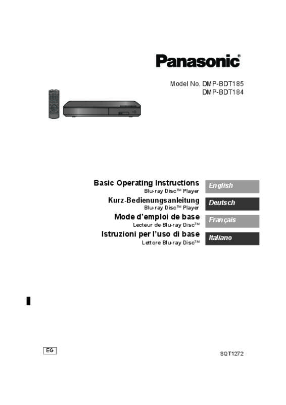 Guide utilisation PANASONIC DMP-BDT184EG  de la marque PANASONIC