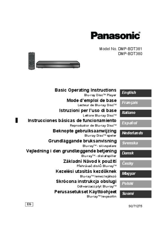 Guide utilisation PANASONIC DMP-BDT380EG  de la marque PANASONIC