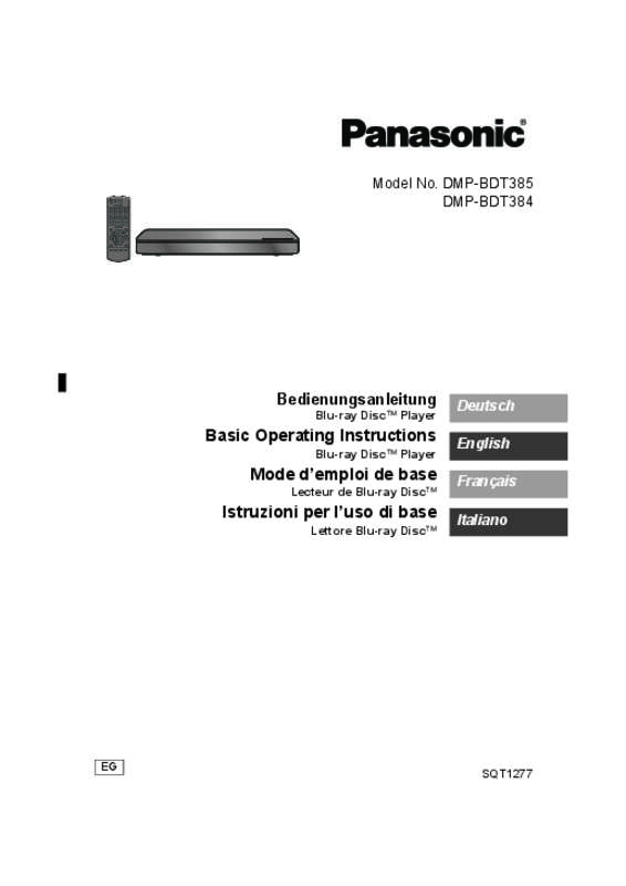 Guide utilisation PANASONIC DMP-BDT384EG  de la marque PANASONIC