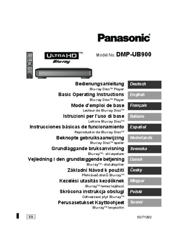 Guide utilisation PANASONIC DMP-UB900EG  de la marque PANASONIC