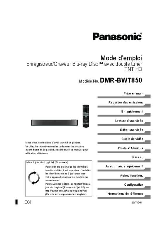Guide utilisation PANASONIC DMR-BWT850EC  de la marque PANASONIC