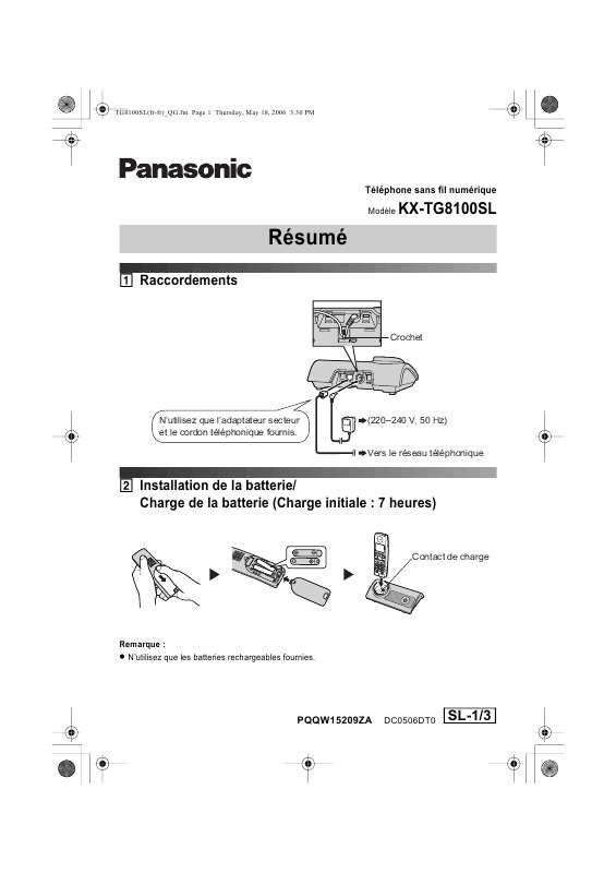 Guide utilisation PANASONIC KX-TG8100SL  de la marque PANASONIC