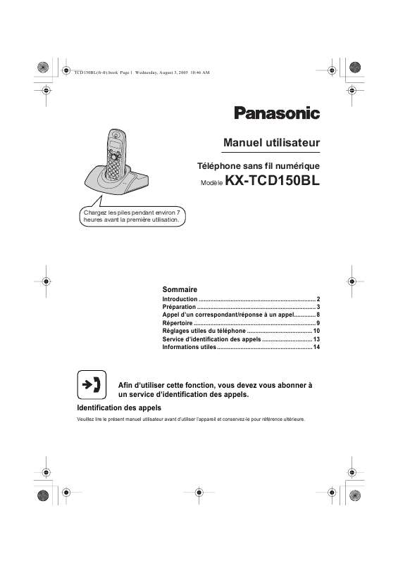Guide utilisation PANASONIC KX-TCD150BL  de la marque PANASONIC