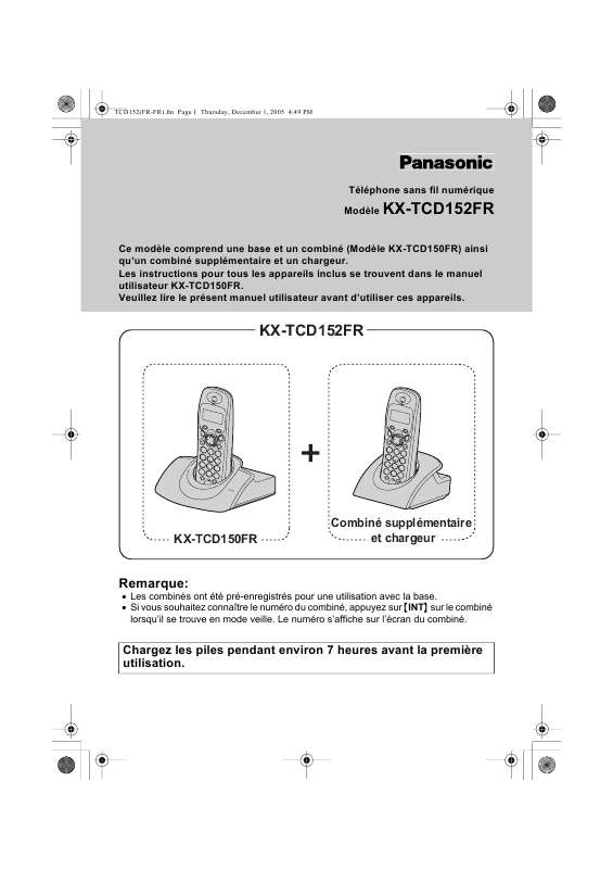 Guide utilisation PANASONIC KX-TCD152FR  de la marque PANASONIC