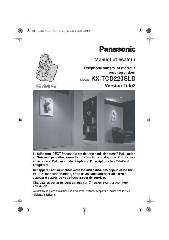 Guide utilisation PANASONIC KX-TCD220SLD  de la marque PANASONIC
