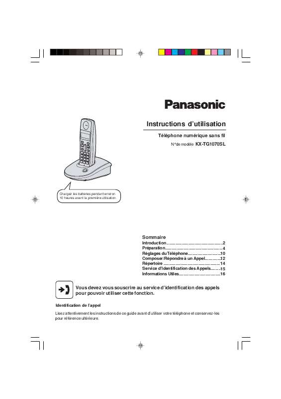 Guide utilisation PANASONIC KX-TG1070SL  de la marque PANASONIC