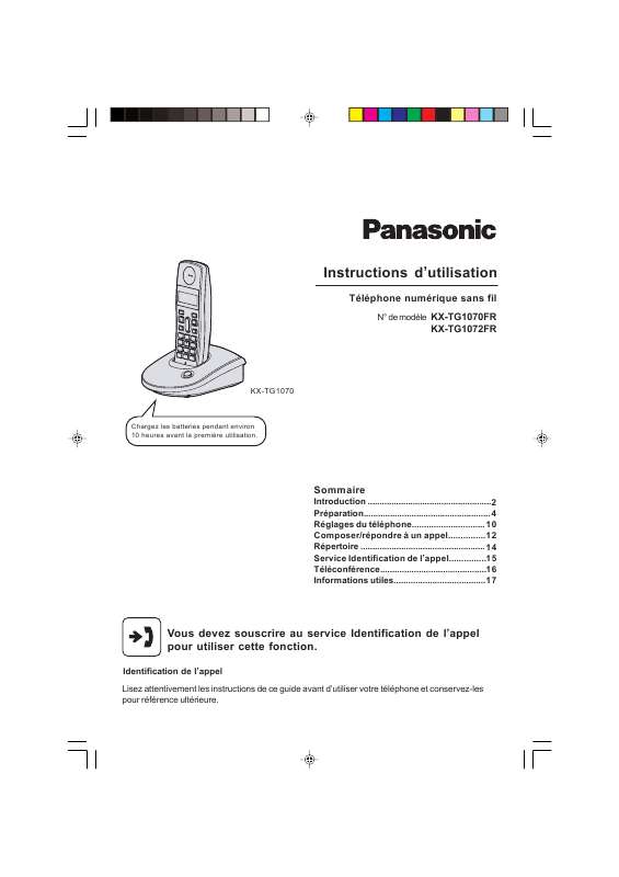 Guide utilisation PANASONIC KX-TG1072FR  de la marque PANASONIC