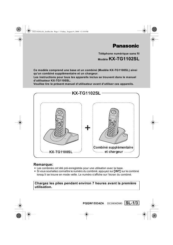 Guide utilisation PANASONIC KX-TG1102SL  de la marque PANASONIC