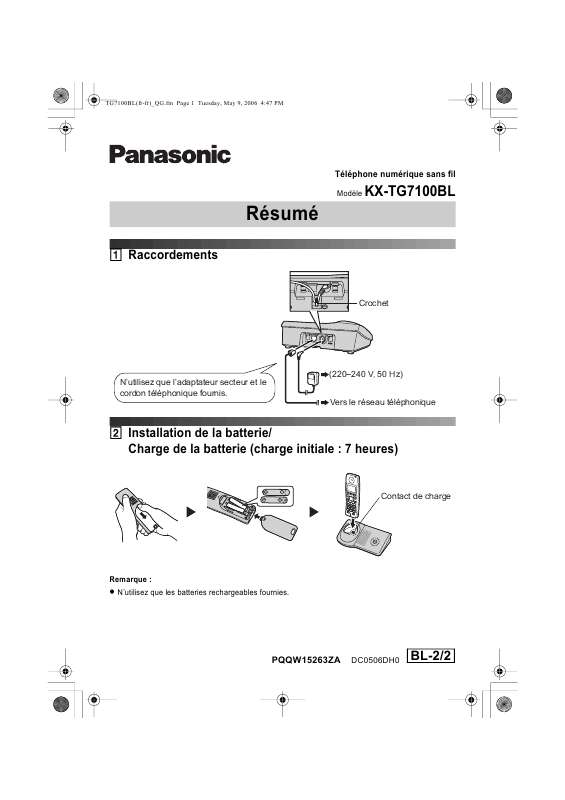 Guide utilisation PANASONIC KX-TG7100BL  de la marque PANASONIC