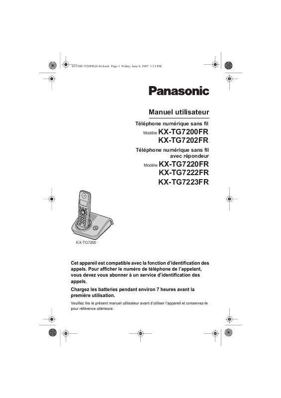 Guide utilisation PANASONIC KX-TG7200FR  de la marque PANASONIC