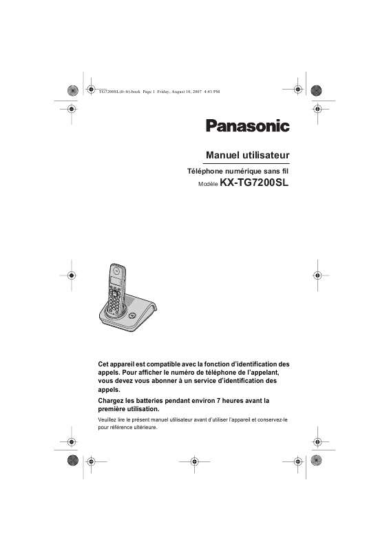 Guide utilisation PANASONIC KX-TG7200SL  de la marque PANASONIC