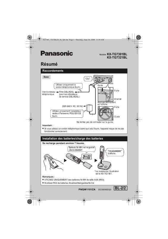 Guide utilisation PANASONIC KX-TG7301BL  de la marque PANASONIC
