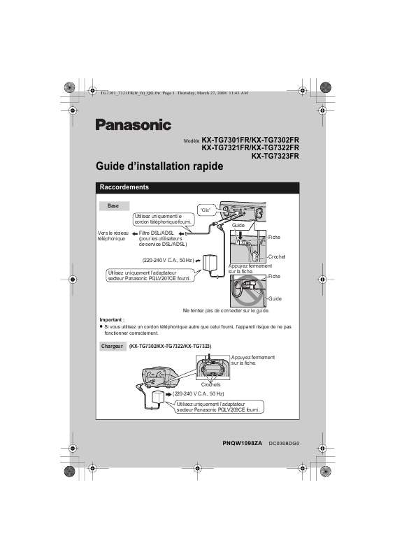 Guide utilisation PANASONIC KX-TG7301FR  de la marque PANASONIC