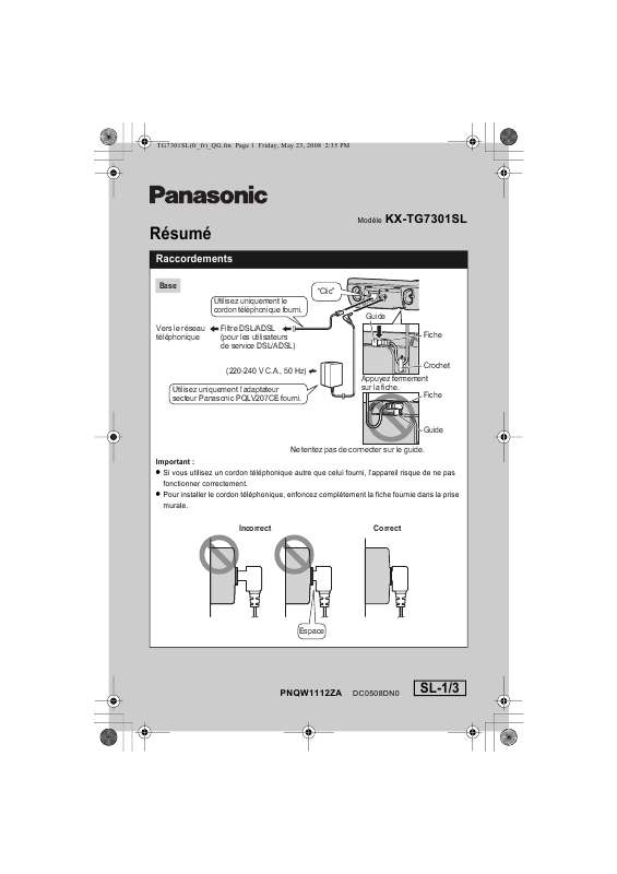 Guide utilisation PANASONIC KX-TG7301SL  de la marque PANASONIC