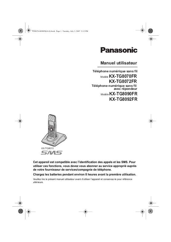 Guide utilisation PANASONIC KX-TG8070FR  de la marque PANASONIC