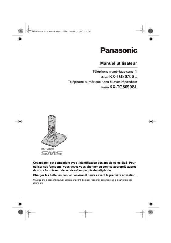 Guide utilisation PANASONIC KX-TG8070SL  de la marque PANASONIC