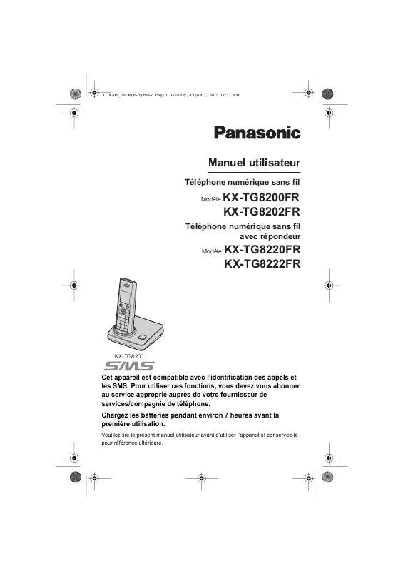 Guide utilisation PANASONIC KX-TG8220FR  de la marque PANASONIC