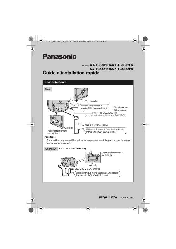 Guide utilisation PANASONIC KX-TG8301FR  de la marque PANASONIC