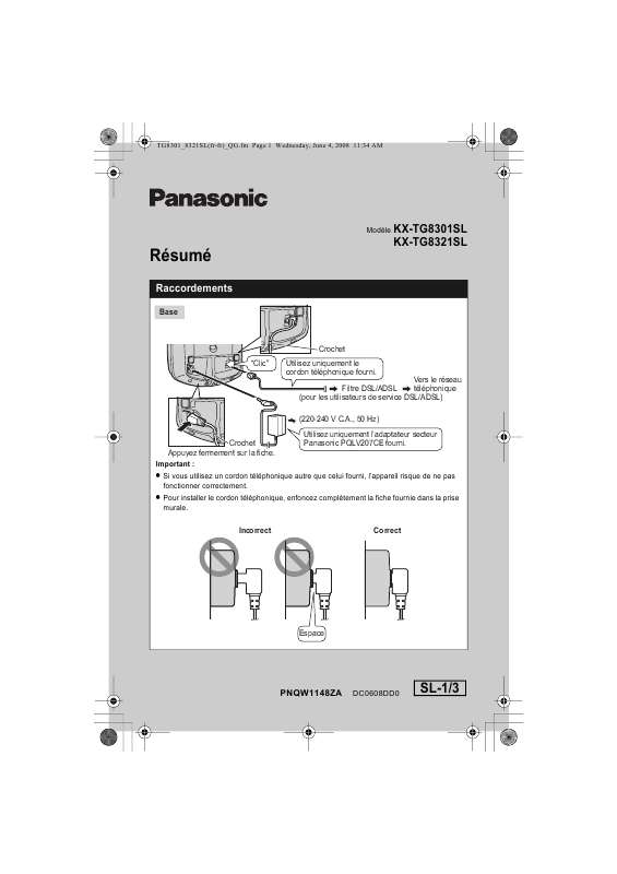 Guide utilisation PANASONIC KX-TG8301SL  de la marque PANASONIC