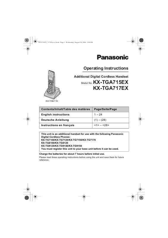 Guide utilisation PANASONIC KX-TGA715EX  de la marque PANASONIC