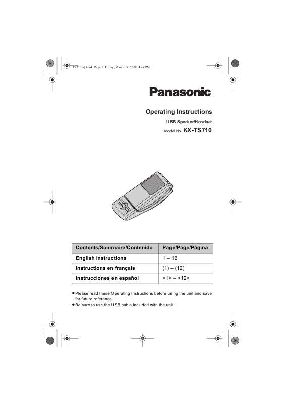 Guide utilisation PANASONIC KX-TS710  de la marque PANASONIC