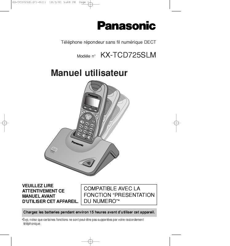 Guide utilisation PANASONIC KX-TCD725SLM  de la marque PANASONIC