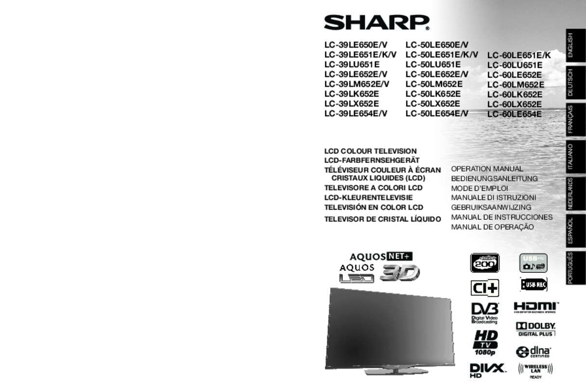 Guide utilisation SHARP LC-50LE650E  de la marque SHARP
