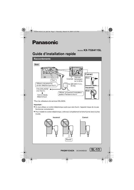 Guide utilisation PANASONIC KX-TG6411SL  de la marque PANASONIC