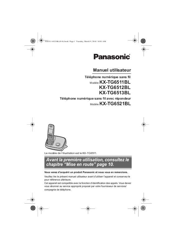 Guide utilisation PANASONIC KXTG6511BL  de la marque PANASONIC