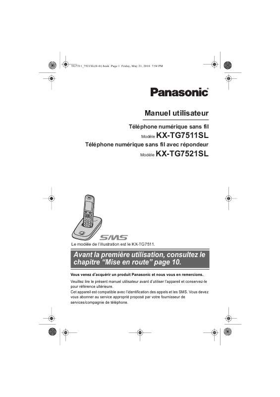 Guide utilisation PANASONIC KXTG7511SL  de la marque PANASONIC