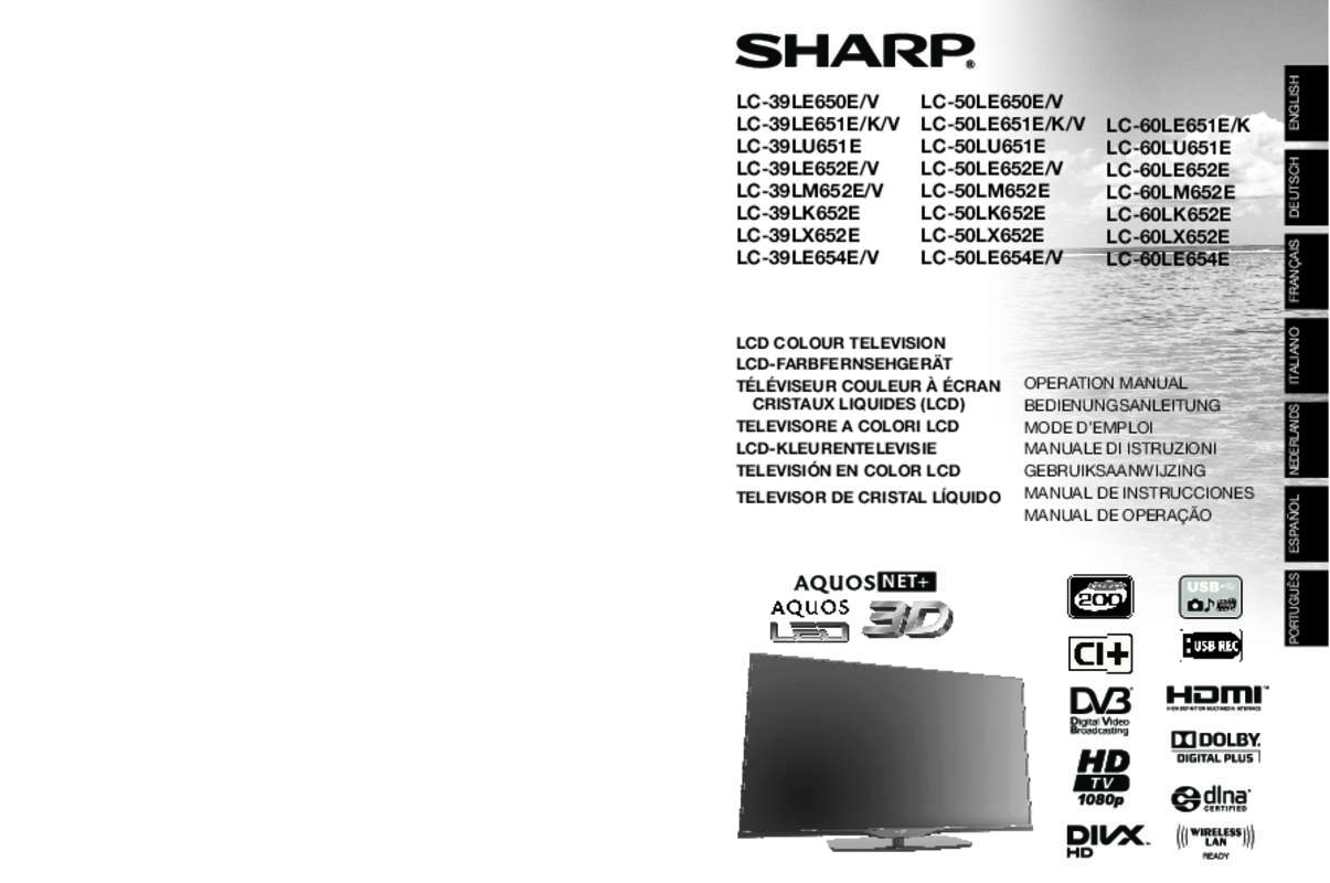 Guide utilisation SHARP LC-60LE652E  de la marque SHARP
