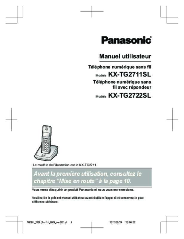 Guide utilisation PANASONIC KX-TG2722SL  de la marque PANASONIC