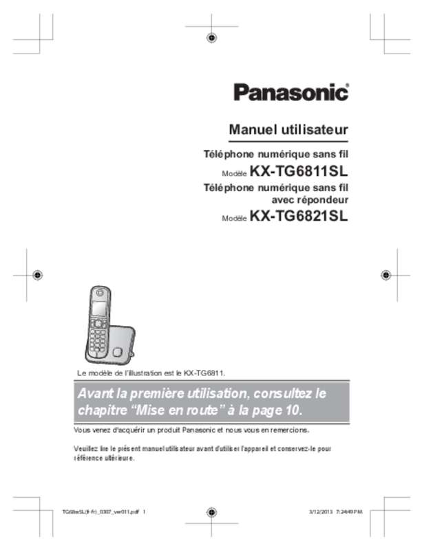 Guide utilisation PANASONIC KX-TG6811SL  de la marque PANASONIC