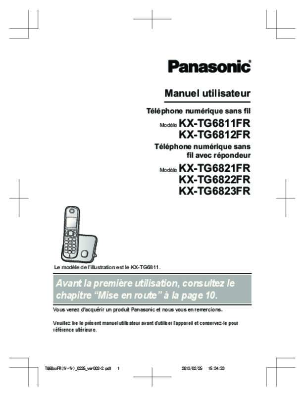 Guide utilisation PANASONIC KX-TG6821FR  de la marque PANASONIC